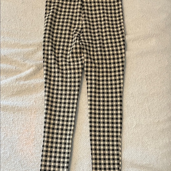 ZARA Black and White Checkered Stretch Pants SZ M Zipper Front - Picture 9 of 14